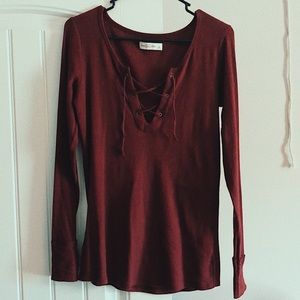 Never worn Hollister top with tie-front details!